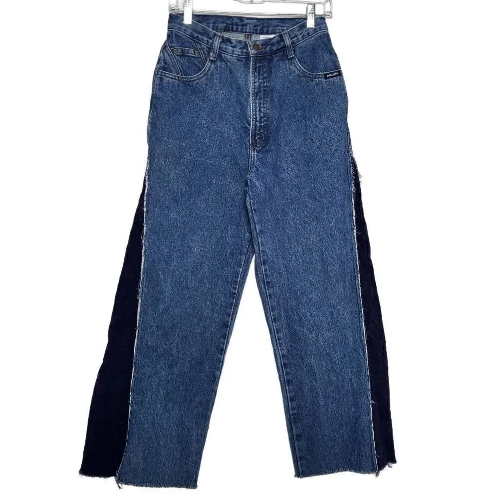 New Authentic Rockies Jeanswear Wide Leg High Rise Corduroy Side Panels Jeans Si